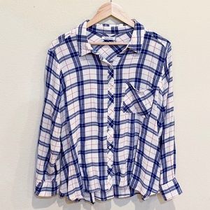 Kenneth Cole Reaction Plaid Button Down Top